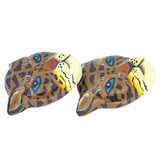 Vintage Gerda Lynggaard for Monies Hand-Painted Wooden Tiger Statement Earrings – Collectible vintage designer item