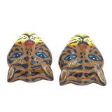 Vintage Gerda Lynggaard for Monies Hand-Painted Wooden Tiger Statement Earrings – Collectible vintage designer item