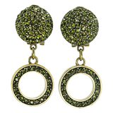 Heidi Daus Peridot Green Olivine Crystal Pave Geometric Earrings Dome And Circle Drop – Collectible designer item - retired