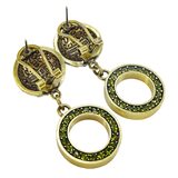Heidi Daus Peridot Green Olivine Crystal Pave Geometric Earrings Dome And Circle Drop – Collectible designer item - retired