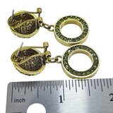 Heidi Daus Peridot Green Olivine Crystal Pave Geometric Earrings Dome And Circle Drop – Collectible designer item - retired