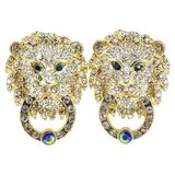 Heidi Daus Lion Hearted Rhinestone Door Knocker Pierced Earrings – Collectible designer item - retired