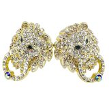 Heidi Daus Lion Hearted Rhinestone Door Knocker Pierced Earrings – Collectible designer item - retired