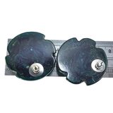 Blue Moon Bakelite & Seed Pearls Large Pierced Earrings Marbled Swirls Translucent Spinach Green – Rare collectible vintage item 
