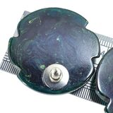 Blue Moon Bakelite & Seed Pearls Large Pierced Earrings Marbled Swirls Translucent Spinach Green – Rare collectible vintage item 