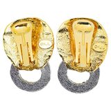KJL Lion Rhinestone Door Knocker Green Eyes Clip On Earrings – Collectible vintage designer item