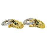 KJL Lion Rhinestone Door Knocker Green Eyes Clip On Earrings – Collectible vintage designer item