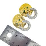 KJL Lion Rhinestone Door Knocker Green Eyes Clip On Earrings – Collectible vintage designer item