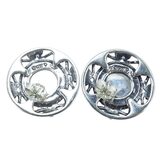 Relios Lapis Lazuli In Sterling Silver Earrings - Round Studs - Floral Scroll Border – Collectible vintage item