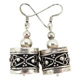 Boho Artisan Sterling Silver Dangle Earrings Ethnic Bench Made Beads Heavy Feel 14.1g – OOAK - Unique one of a kind artisan item