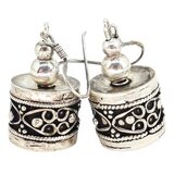 Boho Artisan Sterling Silver Dangle Earrings Ethnic Bench Made Beads Heavy Feel 14.1g – OOAK - Unique one of a kind artisan item
