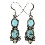 Etta Endito Navajo Sunwest Silver Kazakhstan Turquoise Sterling Silver Dangle Earrings – Collectible designer item - retired