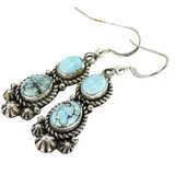 Etta Endito Navajo Sunwest Silver Kazakhstan Turquoise Sterling Silver Dangle Earrings – Collectible designer item - retired