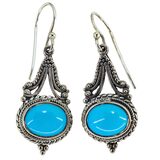Samuel B. Sleeping Beauty Turquoise Sterling Silver Dangle Earrings Bali Artisan – Collectible designer item - retired
