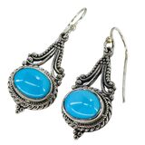Samuel B. Sleeping Beauty Turquoise Sterling Silver Dangle Earrings Bali Artisan – Collectible designer item - retired