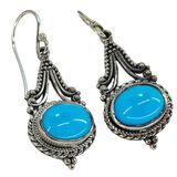 Samuel B. Sleeping Beauty Turquoise Sterling Silver Dangle Earrings Bali Artisan – Collectible designer item - retired