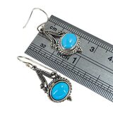 Samuel B. Sleeping Beauty Turquoise Sterling Silver Dangle Earrings Bali Artisan – Collectible designer item - retired