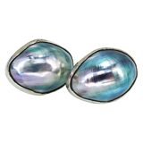 Vintage 1987 Mabe Pearl Stud Earrings In Sterling Silver Great Falls Metal Works GFMW – Rare Vintage Item