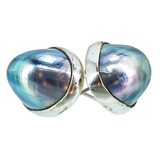 Vintage 1987 Mabe Pearl Stud Earrings In Sterling Silver Great Falls Metal Works GFMW – Rare Vintage Item