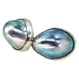 Vintage 1987 Mabe Pearl Stud Earrings In Sterling Silver Great Falls Metal Works GFMW – Rare Vintage Item