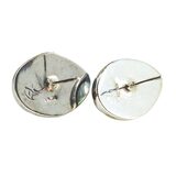 Vintage 1987 Mabe Pearl Stud Earrings In Sterling Silver Great Falls Metal Works GFMW – Rare Vintage Item