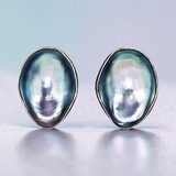 Vintage 1987 Mabe Pearl Stud Earrings In Sterling Silver Great Falls Metal Works GFMW – Rare Vintage Item