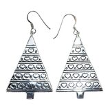 Vintage 925 Sterling Silver Christmas Tree Heart Dangle Earrings PAJ 2 3/8” – Estate Find