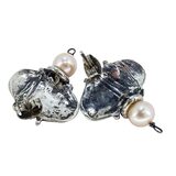 Artisan Brutalist Modernist Sterling Silver Pearl Earrings 10.3g Unmarked Tested – Studio made / small batch item  - Estate find