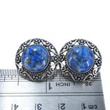 Sterling Silver Scroll Earrings - Sodalite With Pyrite Signed Relios – Collectible vintage item