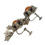 Vintage Norwegian Bunad Solje Silver Earrings With Amber And Lauv Dangles – Rare collectible vintage item 