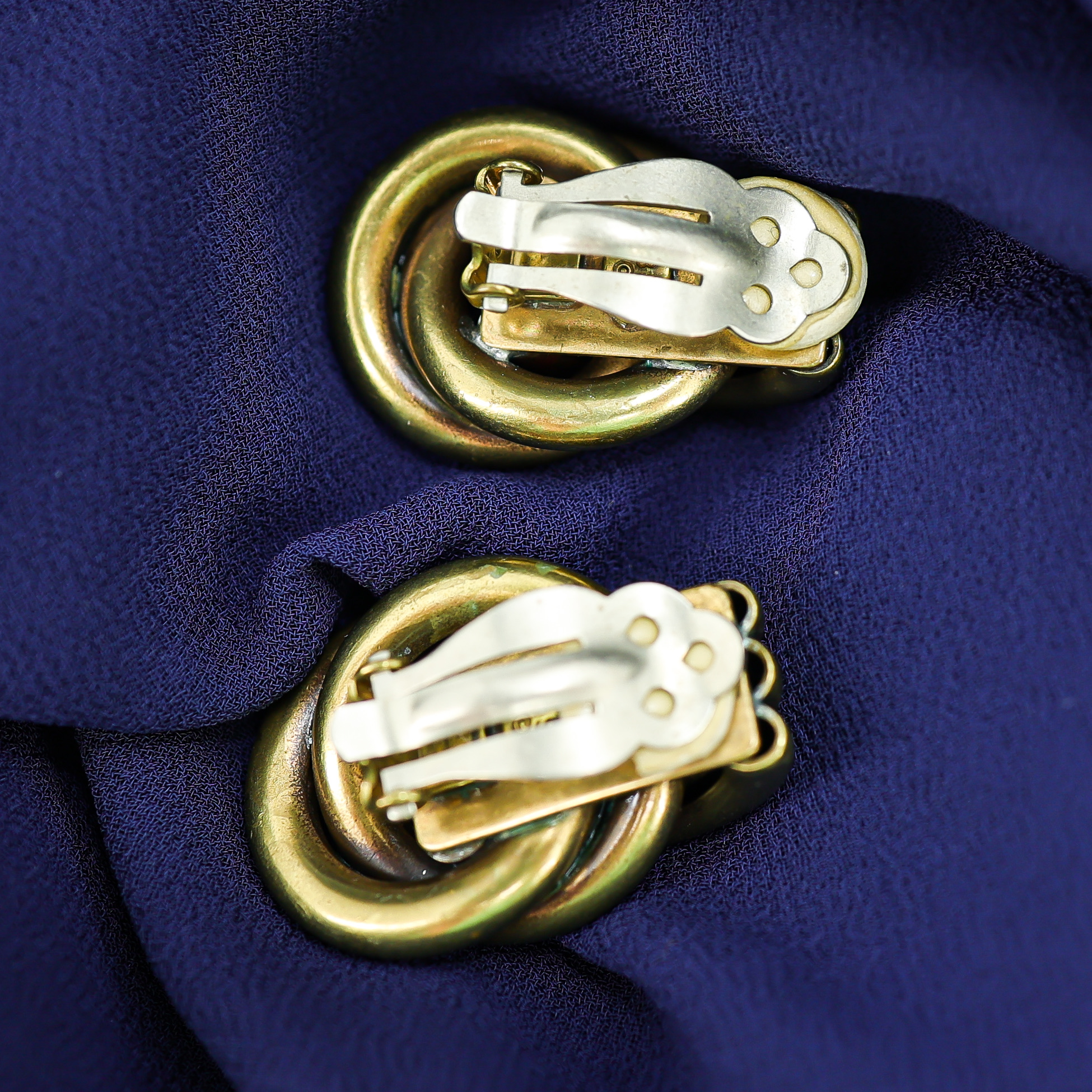 Mission Bell SF Modernist Solid Brass Clip On Earrings image 3