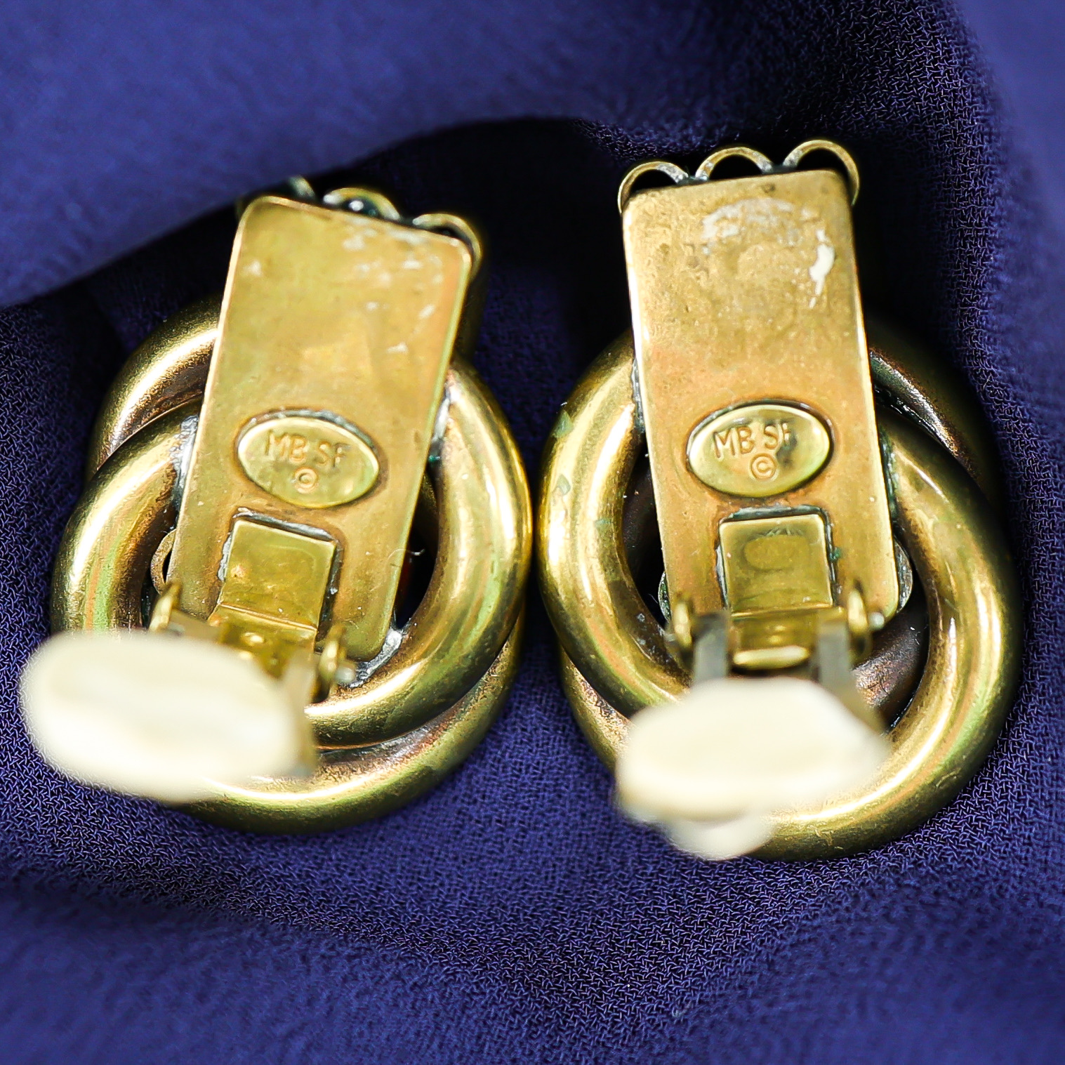 Mission Bell SF Modernist Solid Brass Clip On Earrings image 4