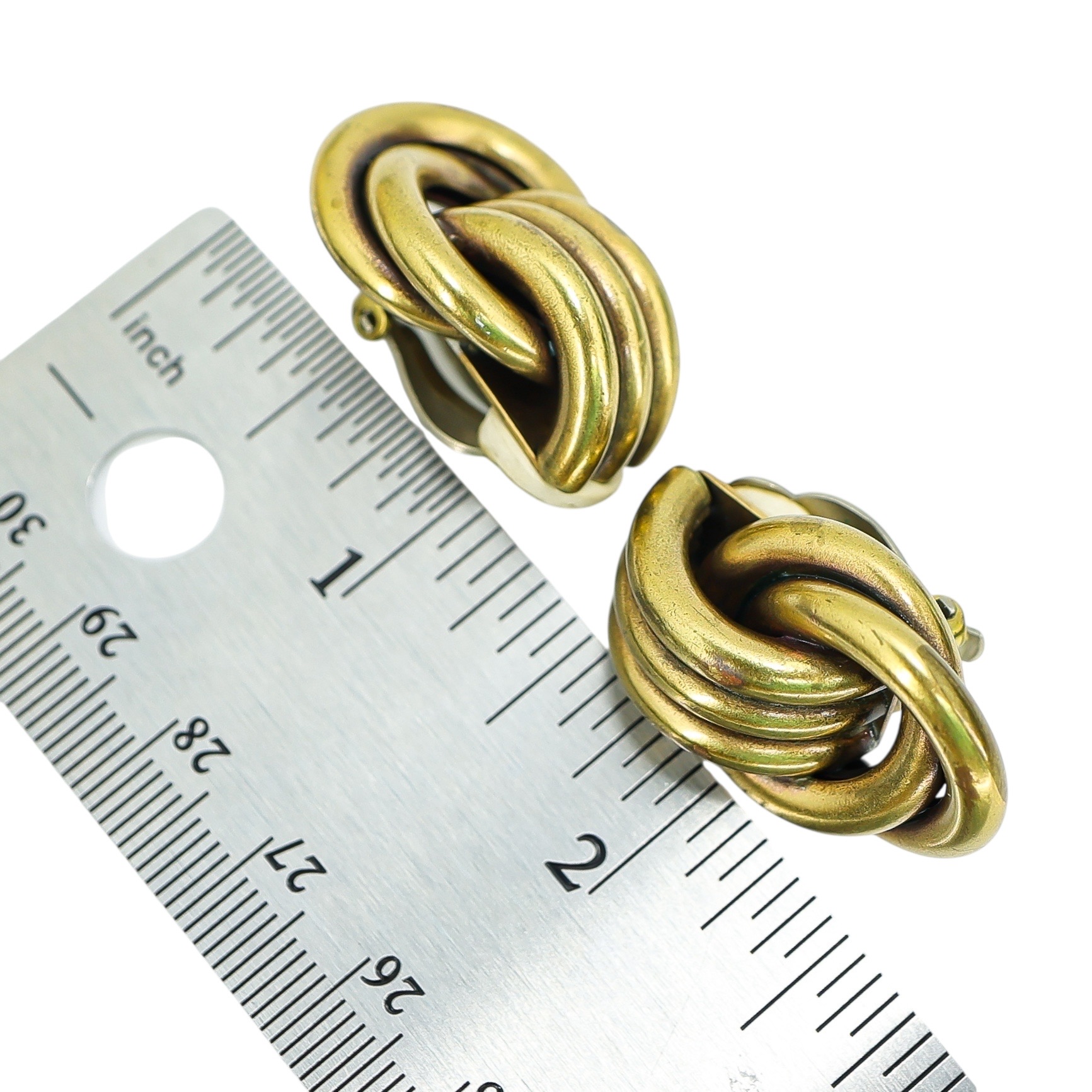 Mission Bell SF Modernist Solid Brass Clip On Earrings image 5