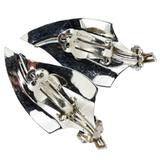Vintage Whiting & Davis Clip-On Earrings Silver Tone Leaf Shape Large 2" – Collectible vintage designer item