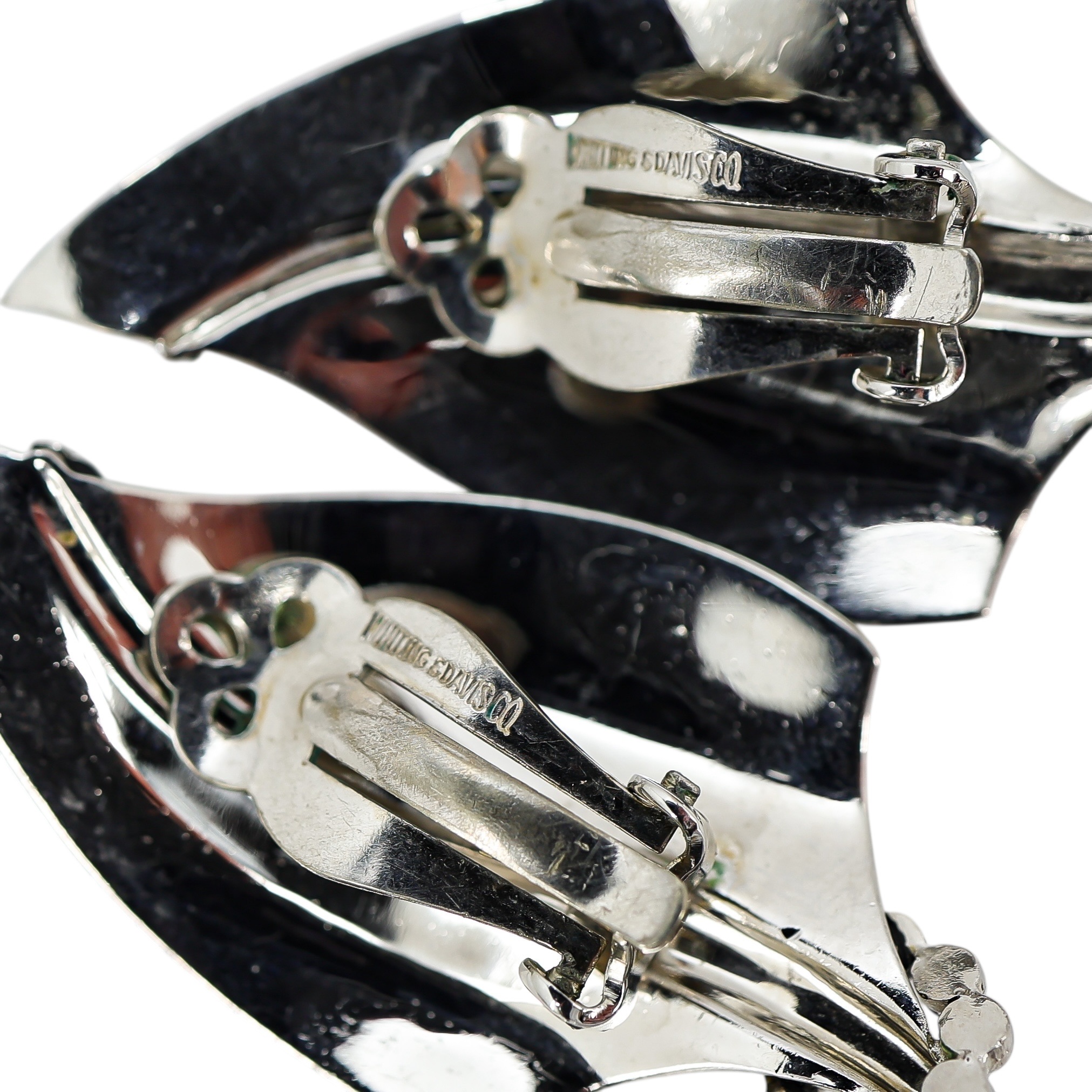 Vintage Whiting & Davis 2” Sculptural Silver-Tone Leaf Clip-On Earrings image 4