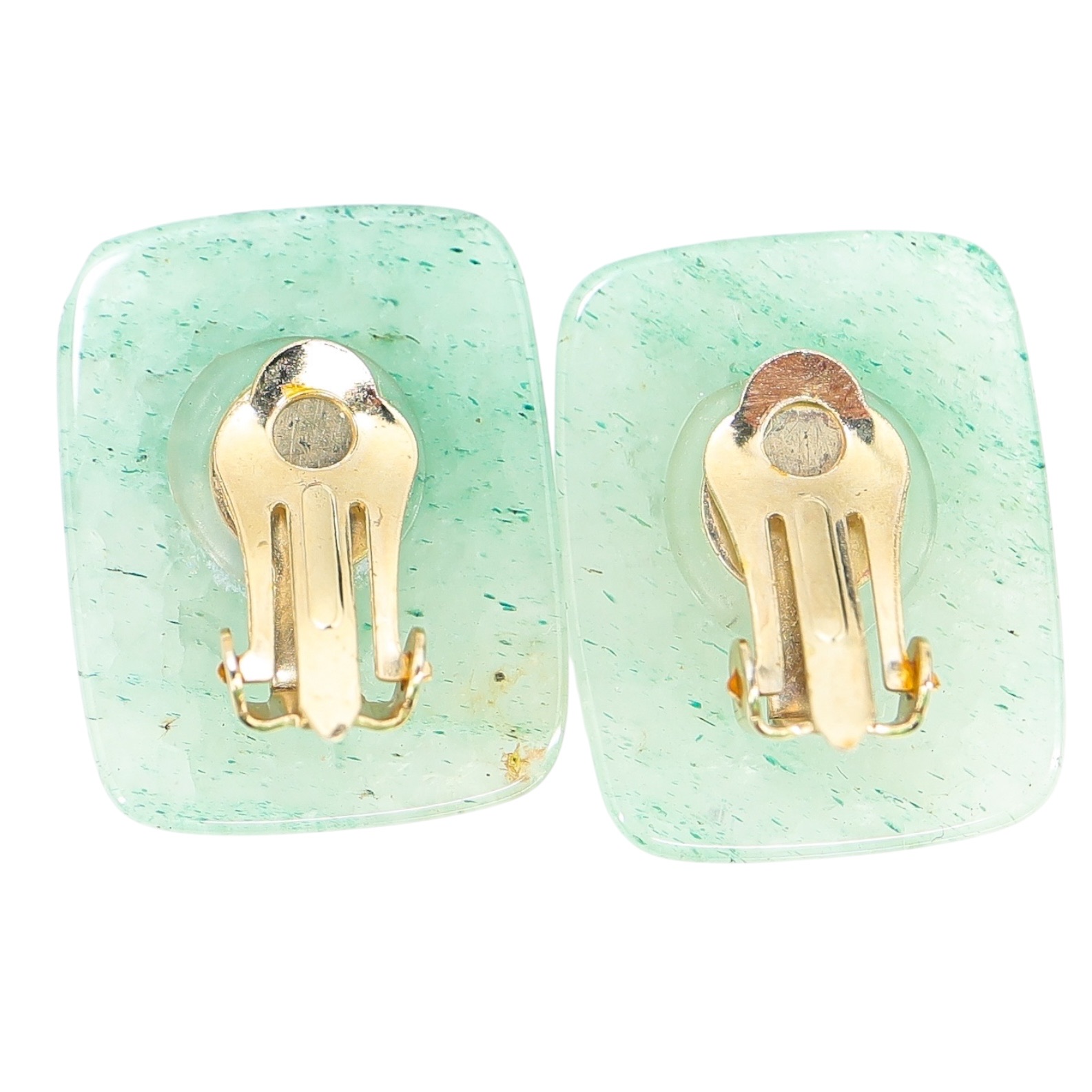 Large Natural Aventurine Rectangular Geometric Earrings image 2