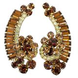 Juliana D&E Rhinestone Crescent Clip Earrings Topaz Light Green 5290 Style 2" – Collectible vintage designer item