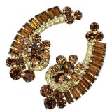 Juliana D&E Rhinestone Crescent Clip Earrings Topaz Light Green 5290 Style 2" – Collectible vintage designer item