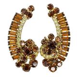 Juliana D&E Rhinestone Crescent Clip Earrings Topaz Light Green 5290 Style 2" – Collectible vintage designer item