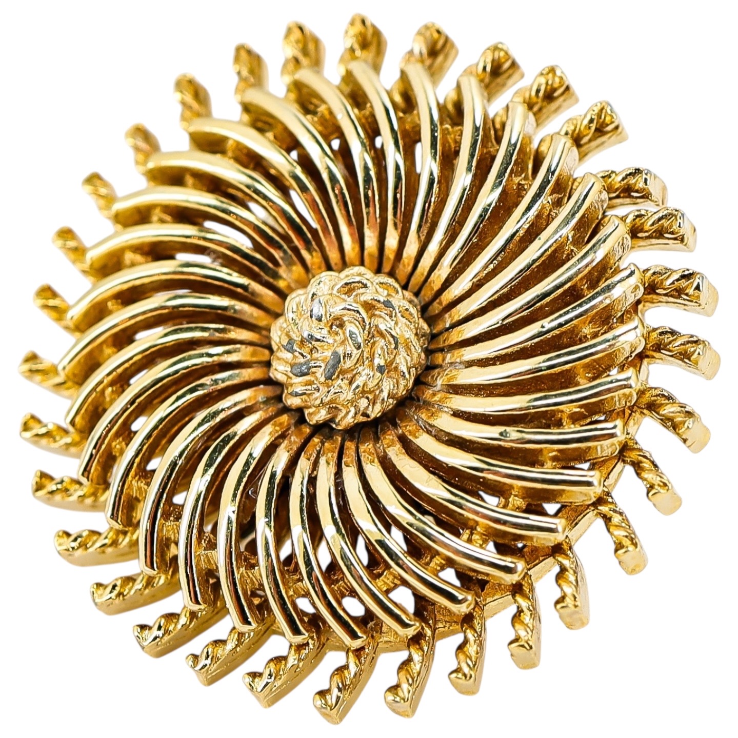 Crown Trifari Modernist Pinwheel Clip On Earrings In Gold Tone image 2