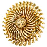 Crown Trifari Modernist Pinwheel Clip On Earrings In Gold Tone – Collectible vintage designer item