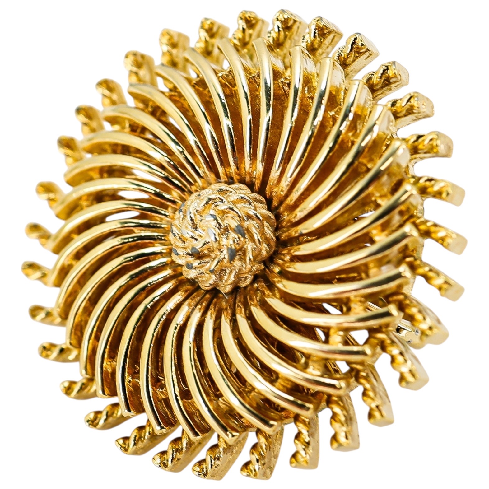 Crown Trifari Modernist Pinwheel Clip On Earrings In Gold Tone image 4