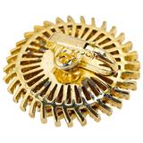 Crown Trifari Modernist Pinwheel Clip On Earrings In Gold Tone – Collectible vintage designer item