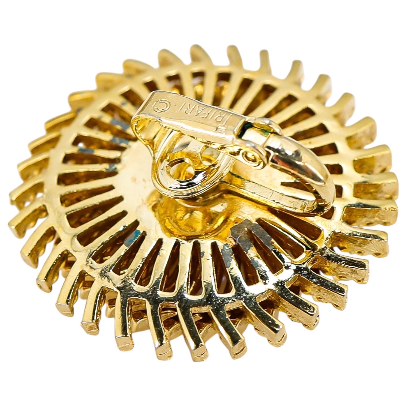 Crown Trifari Modernist Pinwheel Clip On Earrings In Gold Tone image 5