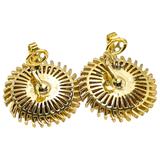 Crown Trifari Modernist Pinwheel Clip On Earrings In Gold Tone – Collectible vintage designer item