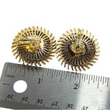 Crown Trifari Modernist Pinwheel Clip On Earrings In Gold Tone – Collectible vintage designer item