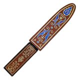 Vintage MCM Letter Opener Faux Dagger Celluloid Acetate w Tooled Leather Sheath – Rare collectible vintage item 