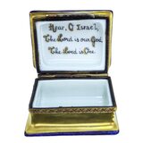 Vintage R.C. Limoges Judaica Shema Israel Book-Shaped Trinket Box – Hand Painted – Rare collectible vintage item 