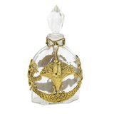 Antique French Ormolu Mounted Crystal Perfume Bottle Belle Époque Manganese Glow Stopper – Rare collectible vintage item 