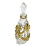 Antique French Ormolu Mounted Crystal Perfume Bottle Belle Époque Manganese Glow Stopper – Rare collectible vintage item 